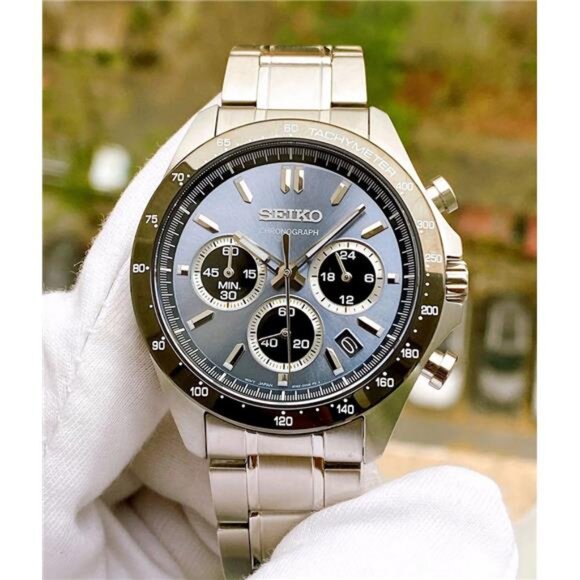 Seiko Spirit Chronograph Blue Dial Stainless Steel Men's Watch - Picture 1 of 8